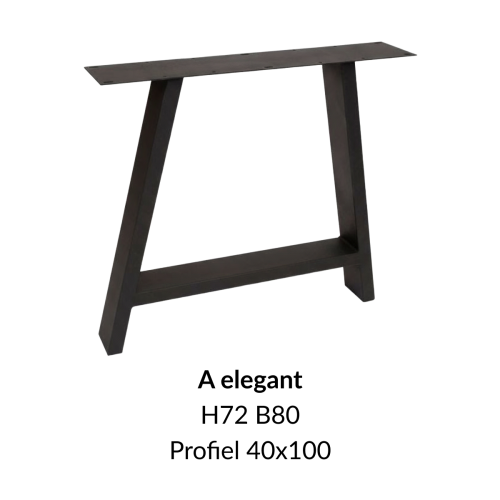 Metalen onderstel A elegant zwart RAL9005 - 80cm breed. Profiel 40x100mm