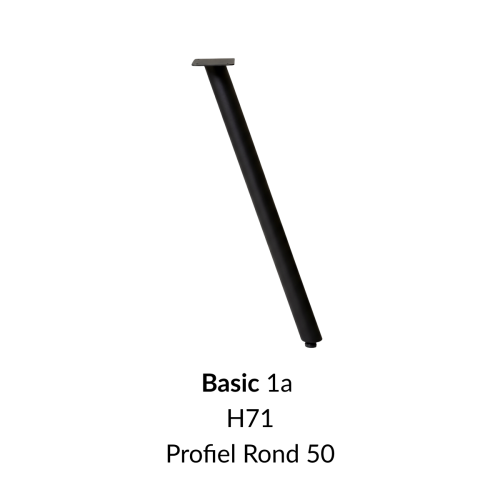 Metalen onderstel Basic 1 zwart RAL9005 -  Profiel Ø50mm set 4 stuks