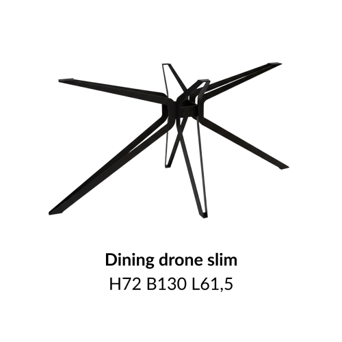 Metalen onderstel Dining Drone Slim zwart RAL9005 - 130x61,5cm.