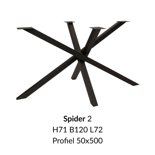 Metalen onderstel Spider 2 zwart RAL9005 - 120x80cm. Profiel 50x50mm