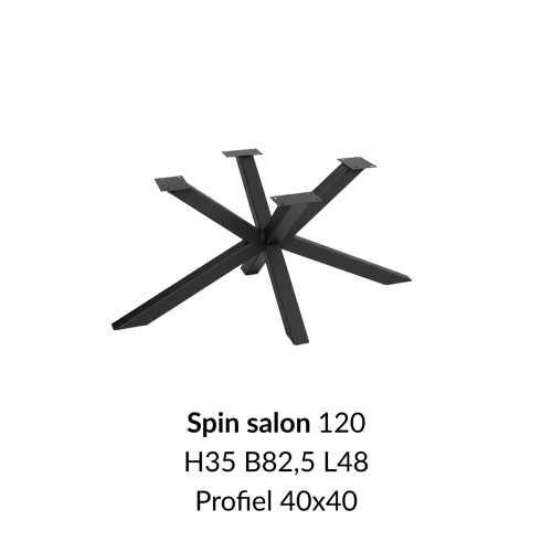Metalen onderstel Spin 120 salon zwart RAL9005 - 48x82,5cm. Profiel 40x40mm
