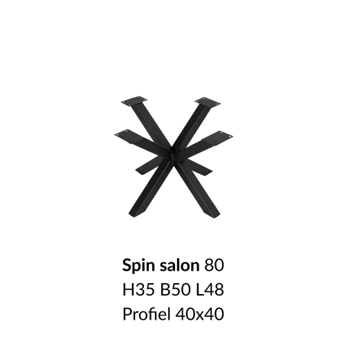 Metalen onderstel Spin 80 salon zwart RAL9005 - 48x50cm. Profiel 40x40mm