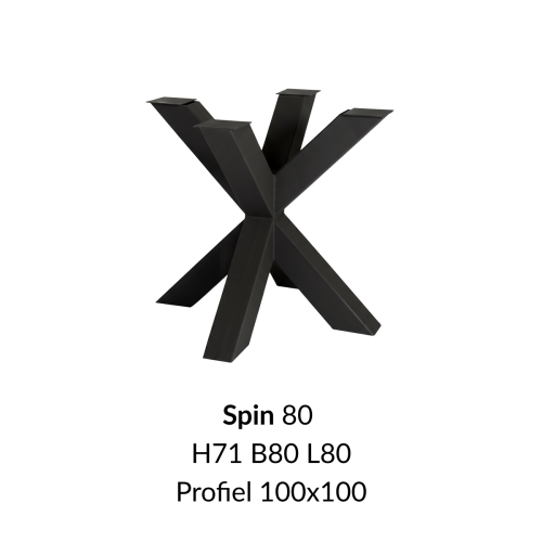 Metalen onderstel Spin 80 zwart RAL9005 - 80x80cm. Profiel 100x100mm