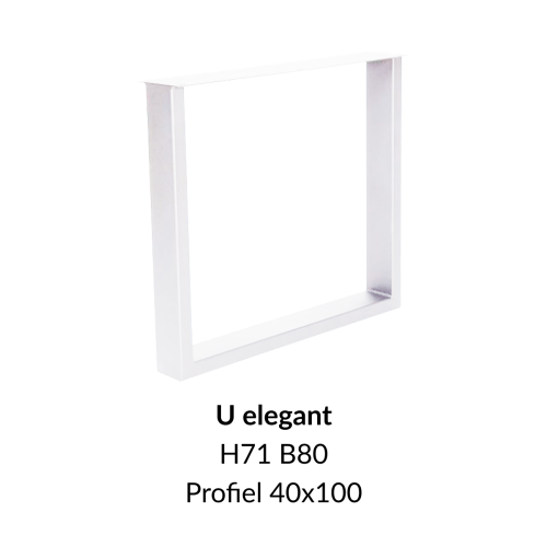 Metalen onderstel U elegant wit RAL9010 - 71cm hoog - 80cm breed. Profiel 40x100mm
