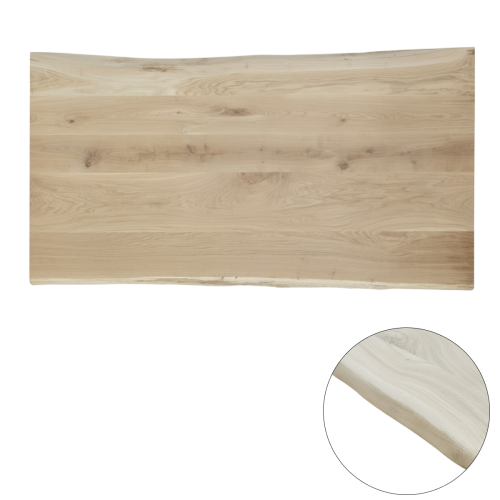 Tafelblad rustiek eiken 2-lange zijden boomkant 40mm 2800x1000 onbehandeld
