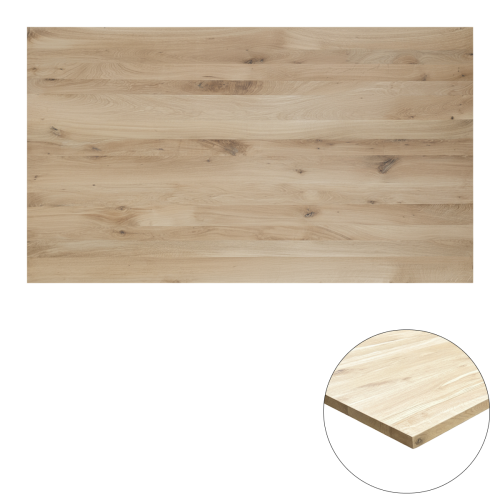 Tafelblad rustiek eiken 2-lange zijden rechte kant 40mm 1600x1000 onbehandeld