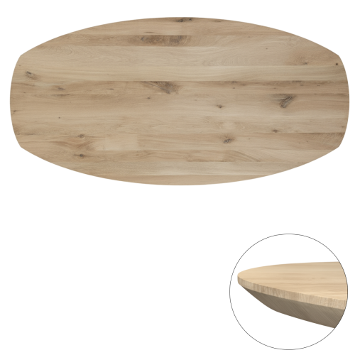 Tafelblad rustiek eiken Deens ovaal facet rand 40mm 240x110