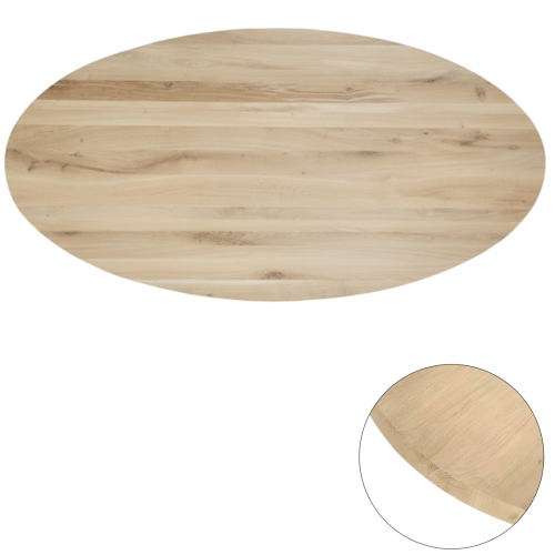 Tafelblad rustiek eiken ovaal rechte kant 40mm 240x120 onbehandeld