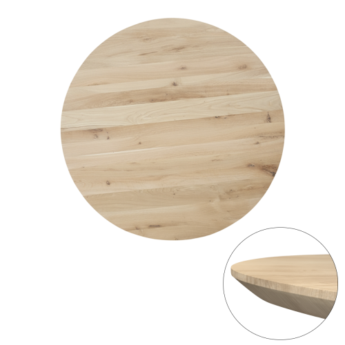 Tafelblad rustiek eiken rond facet kant 40mm Ø1200 onbehandeld