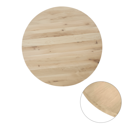 Tafelblad rustiek eiken rond rechte kant 40mm Ø700 onbehandeld