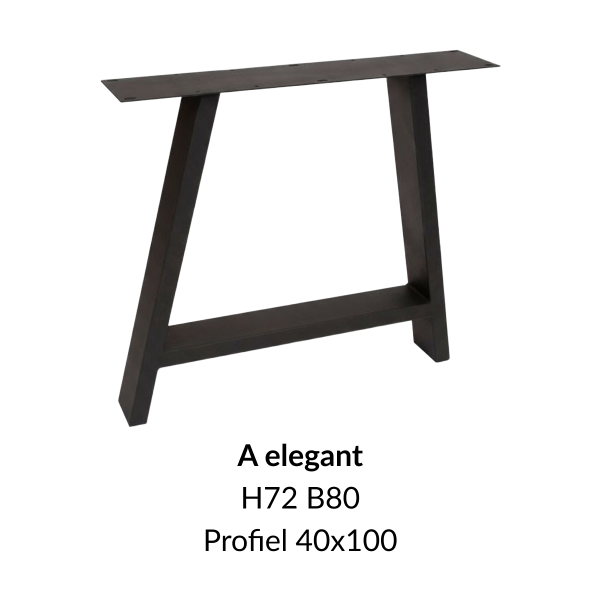 Metalen onderstel A elegant zwart RAL9005 - 80cm breed. Profiel 40x100mm