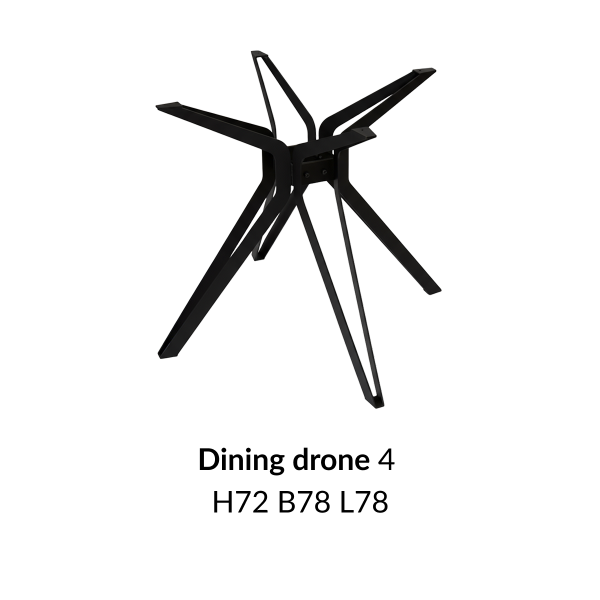 Metalen onderstel Dining Drone 4 zwart RAL9005 - 89x72cm.
