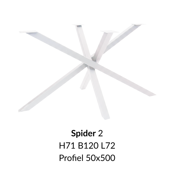 Metalen onderstel Spider 2 wit RAL9010 - 71cm hoog - 120x80cm. Profiel 50x50mm