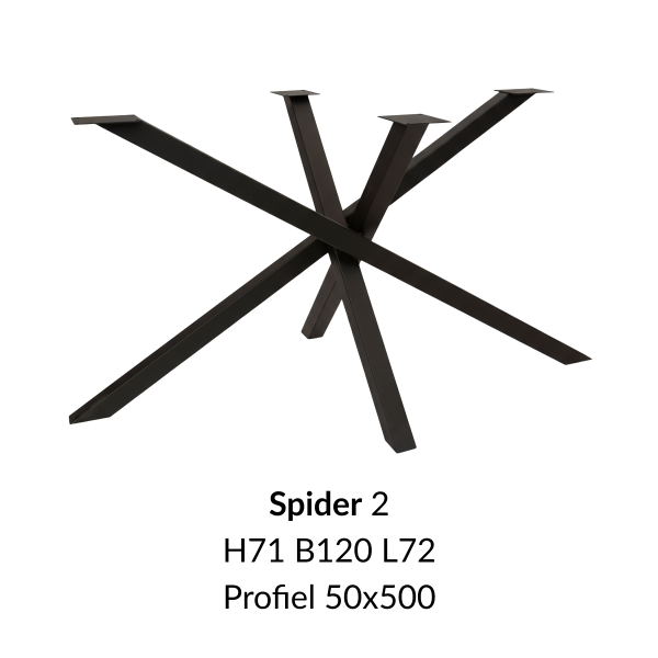 Metalen onderstel Spider 2 zwart RAL9005 - 120x80cm. Profiel 50x50mm