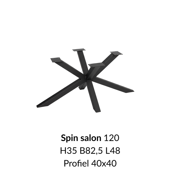 Metalen onderstel Spin 120 salon zwart RAL9005 - 48x82,5cm. Profiel 40x40mm