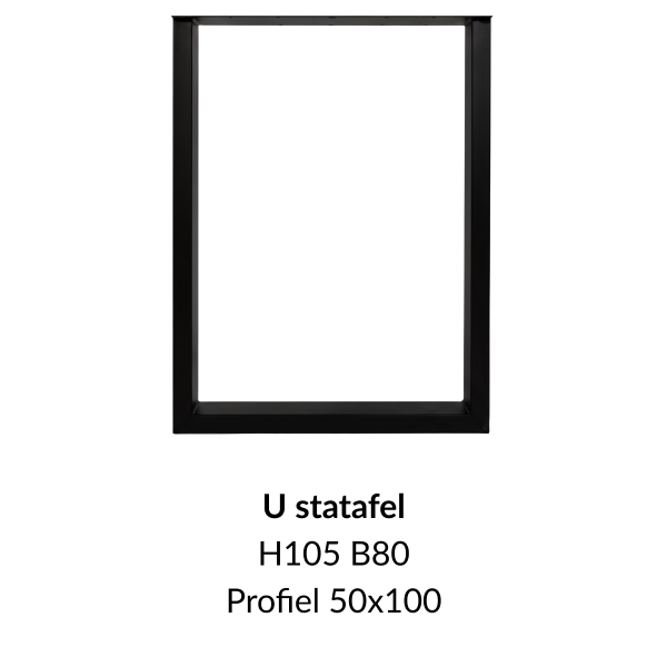 Metalen onderstel U elegant statafel zwart RAL9005 - 105cm hoog - 80cm breed. Profiel 50x100mm
