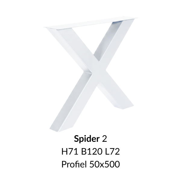 Metalen onderstel X wit RAL9010 - 71cm hoog - 80cm breed. Profiel 100x100mm