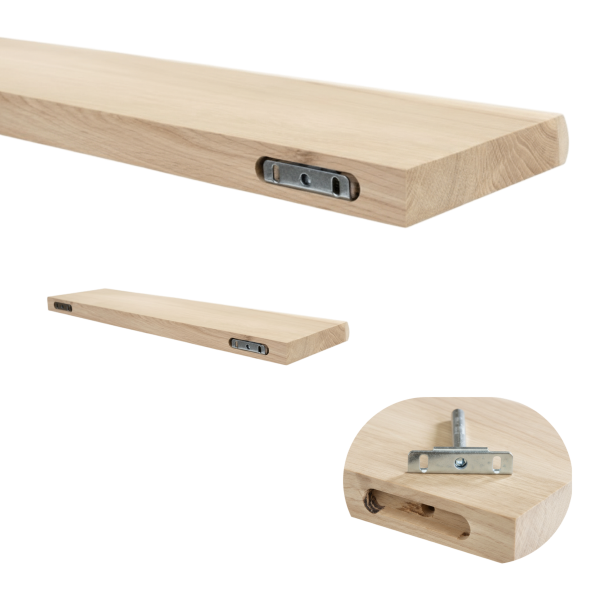 Plank oud eiken afgerond 40mm 1000x150 onbehandeld met blind bevestiging