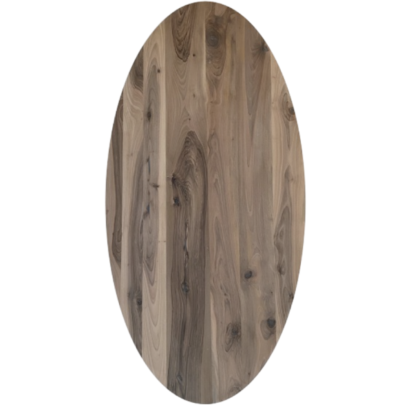 Tafelblad Europees walnoot ovaal facet kant 40mm 2400x1100 onbehandeld