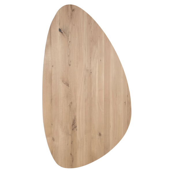 Tafelblad rustiek eiken kiezel ovaal facet kant ronding rechts 40mm 2400x1250 onbehandeld