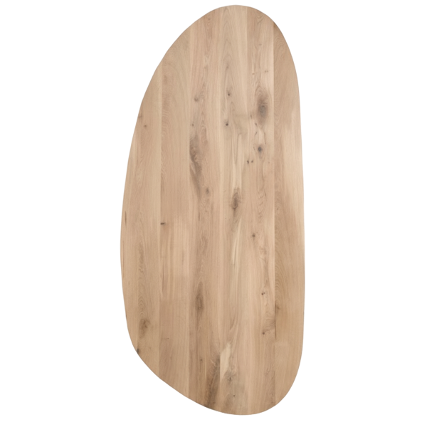 Tafelblad rustiek eiken nier ovaal facet kant 40mm 2300x1050 onbehandeld