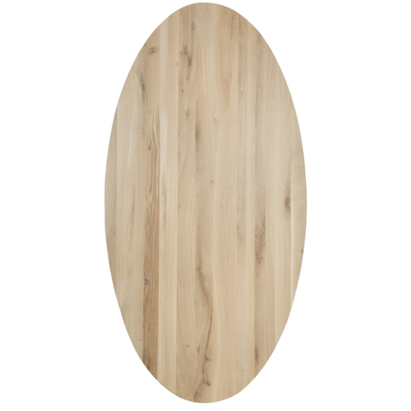 Tafelblad rustiek eiken ovaal rechte kant 40mm 240x120 onbehandeld