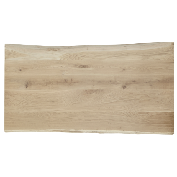 Tafelblad rustiek eiken plank 1-lange zijde boomkant 40mm 2200x450 onbehandeld